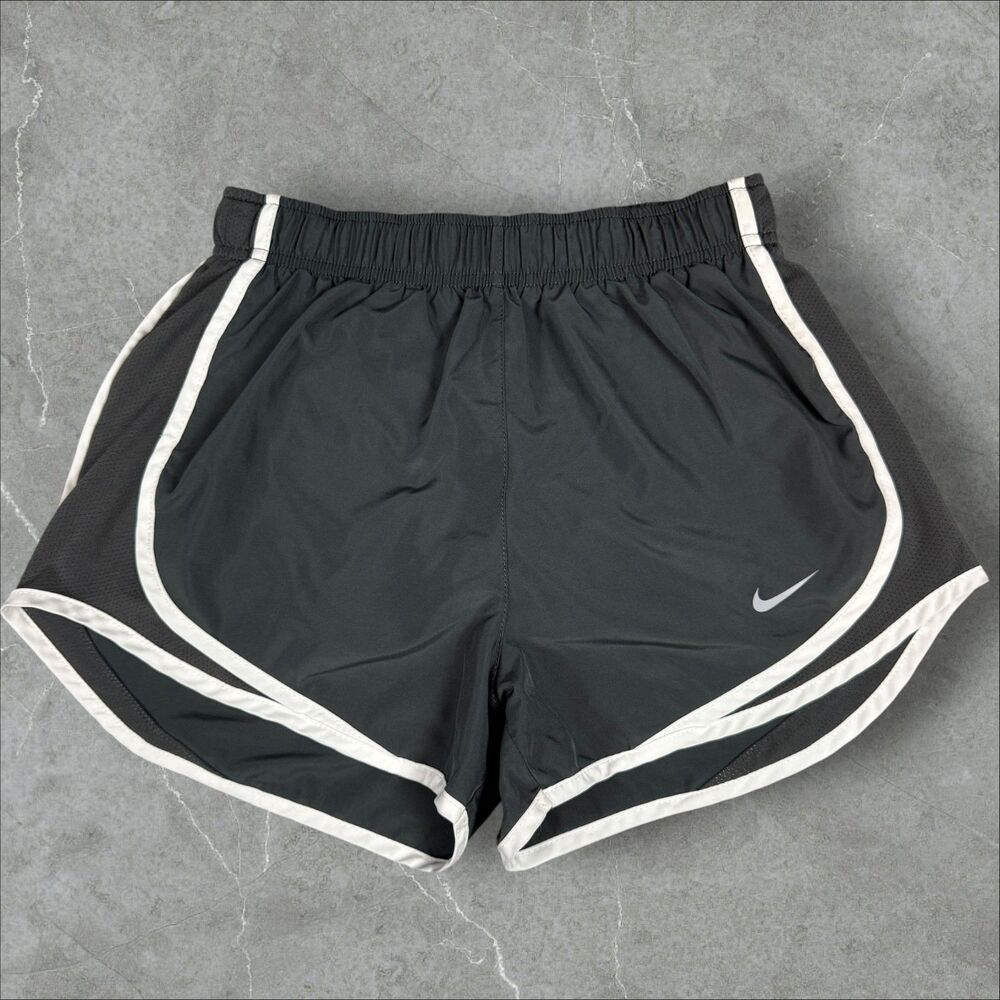 Women's Nike Loose Vented Running Swimming Grey Shorts White Contrast Trim - XS